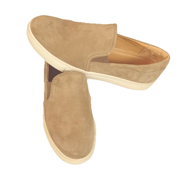 ❌SOLD. Polo by Ralph Lauren Drea Taupe Suede Slip On Sneakers Women’s Size 9 - Picture 1 of 6